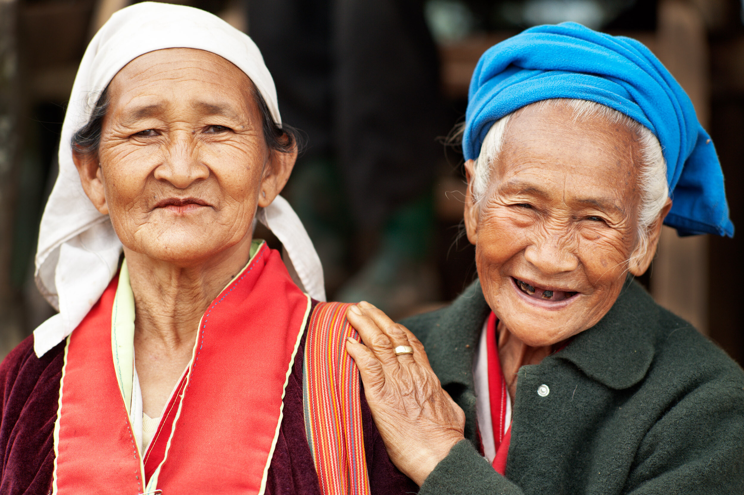 two hill tribe women in Thailand front light photography
