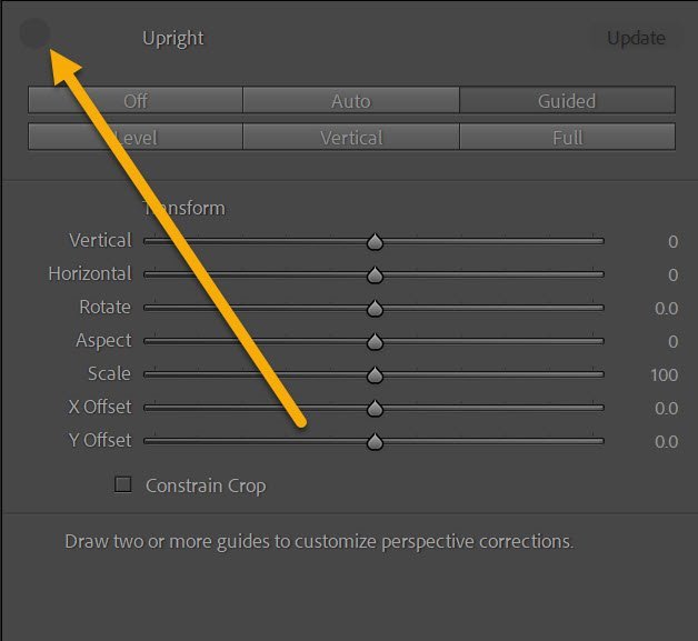 The Lightroom Transform panel